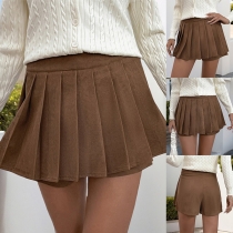 Fashion Solid Color Pleated Skorts