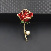 Vintage Rose Pearl Brooch