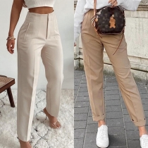 Fashion Solid Color High-rise Pants