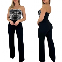 Sexy Rhinestone Strapless Wide-leg Jumpsuit