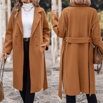 Fashion Notch Lapel Double-breasted l Long Sleeve Duffle Jacket