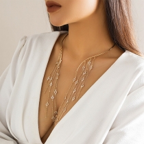 Fashion Rhinestone Tassel Open-Choker