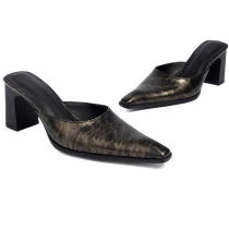 Fashion Pointed-toe Block Heeled Slip-on Shoes