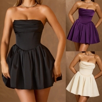 Sexy Ruched Strapless High-rise Party Dress