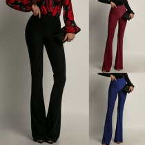 Fashion Solid Color High-rise Wide-leg Pants
