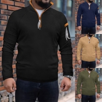 Fashion Half-zipper Stand Collar Long Sleeve Sweatshirt for Men