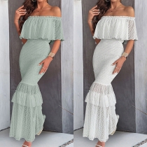 Fashion Ruffle Strapless Fishtail Maxi Dress