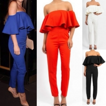 Fashion Strapless Ruffle Jumpsuit