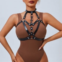 Sexy O-ring Artificial Leather PU Bandage Brassie