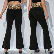 Fashion Leopard Printed High-rise Wide-leg Pants