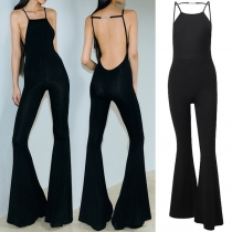 Sexy Square Neck Backless Wide-leg Jumpsuit