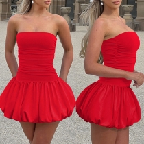 Sexy Strapless Ruffle Hemline Party Dress