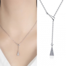 Fashion Rhinestone Triangle Pendant Necklace