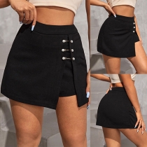 Fashion Bead Slit High-rise Mini Skirt