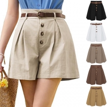 Fashion Button-fly High-rise Shorts