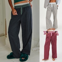Casual Dot Printed/Stripe Printed Wide-leg Loose Pants