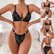 Sexy Floral Embroidered Two-piece Lingerie Set
