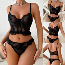 Sexy Lace Spliced Two-piece Lingerie Set