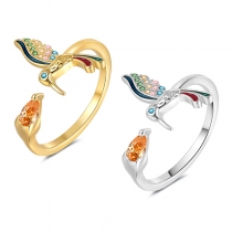 Fashion Rhinestone Bird Shape Open-ring