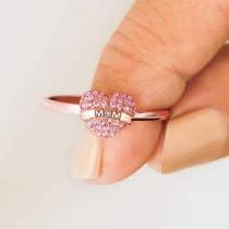 Fashion Heart-shape Rhinestone Pendant Ring for Mom