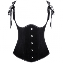 Vintage Self-tie Shoulder Strap Front Buckle Corset Shirt