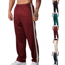 Casual Side Stripe Printed Elastic Waist Sweatpants for Men