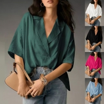 Fashion Notch Lapel Short Sleeve Shirt