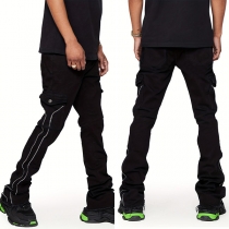 Fashion High-rise Side Patch Pockets Draped Pants for Men