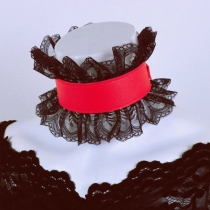 Vintage Lace Spliced Square Buckle Artificial Leather PU Choker