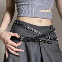 Vintage Rivet Artificial Leather PU Belt