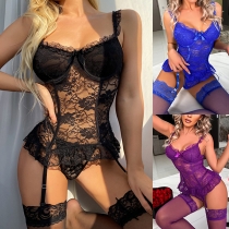 Sexy Ruffle Semi-through Lace Lingerie Set