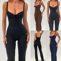 Elegant Jumpsuit with Lace Bodice and Spaghetti Straps