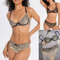 Sexy Leopard Printed Low-rise Two-piece Lingerie Set