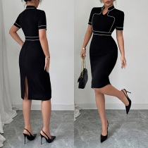 Sophisticated High-Neck Solid Color Maxi Dress with Elegant Styling