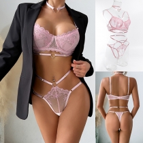 Sexy Heart-ring Three-piece Lace Lingerie Set
