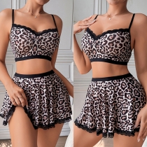 Leopard Print Two-Piece Sleepwear Set