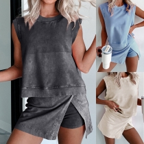 Fashion Two-piece Set Consist of Sleeveless and Shorts