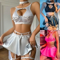 Sexy Halter-neck O-ring Two-piece Lingerie Set