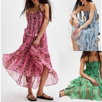 Fashion Printed Tiered Slip Dress