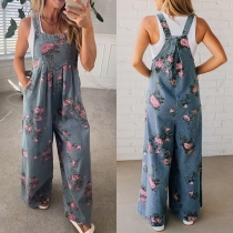 Fashion-Forward Jumpsuit with Eye-Catching Printed Design, Wide Leg Silhouette and Overall-Inspired Structure
