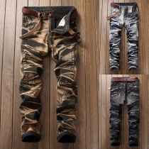 Retro Jeans with Distressed Details and Straight-Leg Design