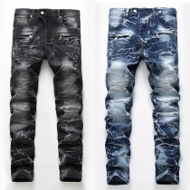 Retro Motorcycle Jeans with Straight Leg Design