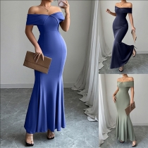 Fashion Strapless Fishtail Maxi Dress