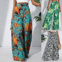 Chiffon Printed Casual Mid-Rise Trousers