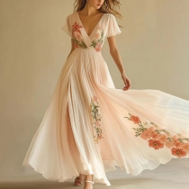 Chiffon Long Skirt in Warm Colors with Traditional Embroidery Details