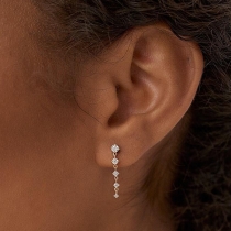 Zircon Earrings Copper Plated Gold with Inlaid Zircon for Women