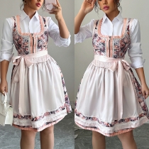 Fashionable Printed Long Dress with High Waistline
