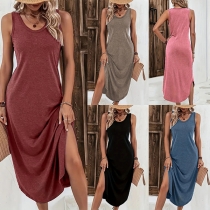 V-Neck Sleeveless Midi Dress for Women