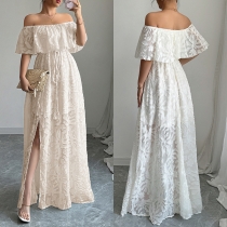 Elegant One-Shoulder Lace Long Dress