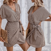 Loose Bat Sleeve V-Neck Dress